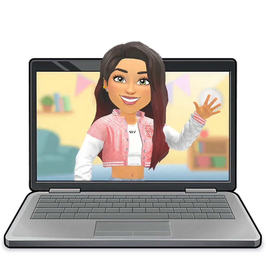 Illustration of Swati Priya designing at a laptop
